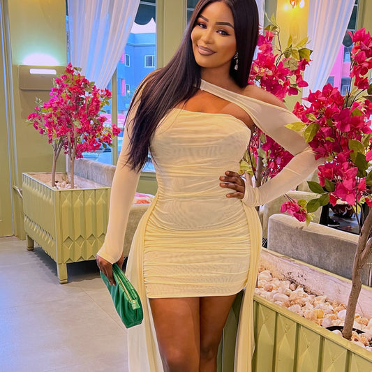 Mesh Strapless Full Sleeve Dress