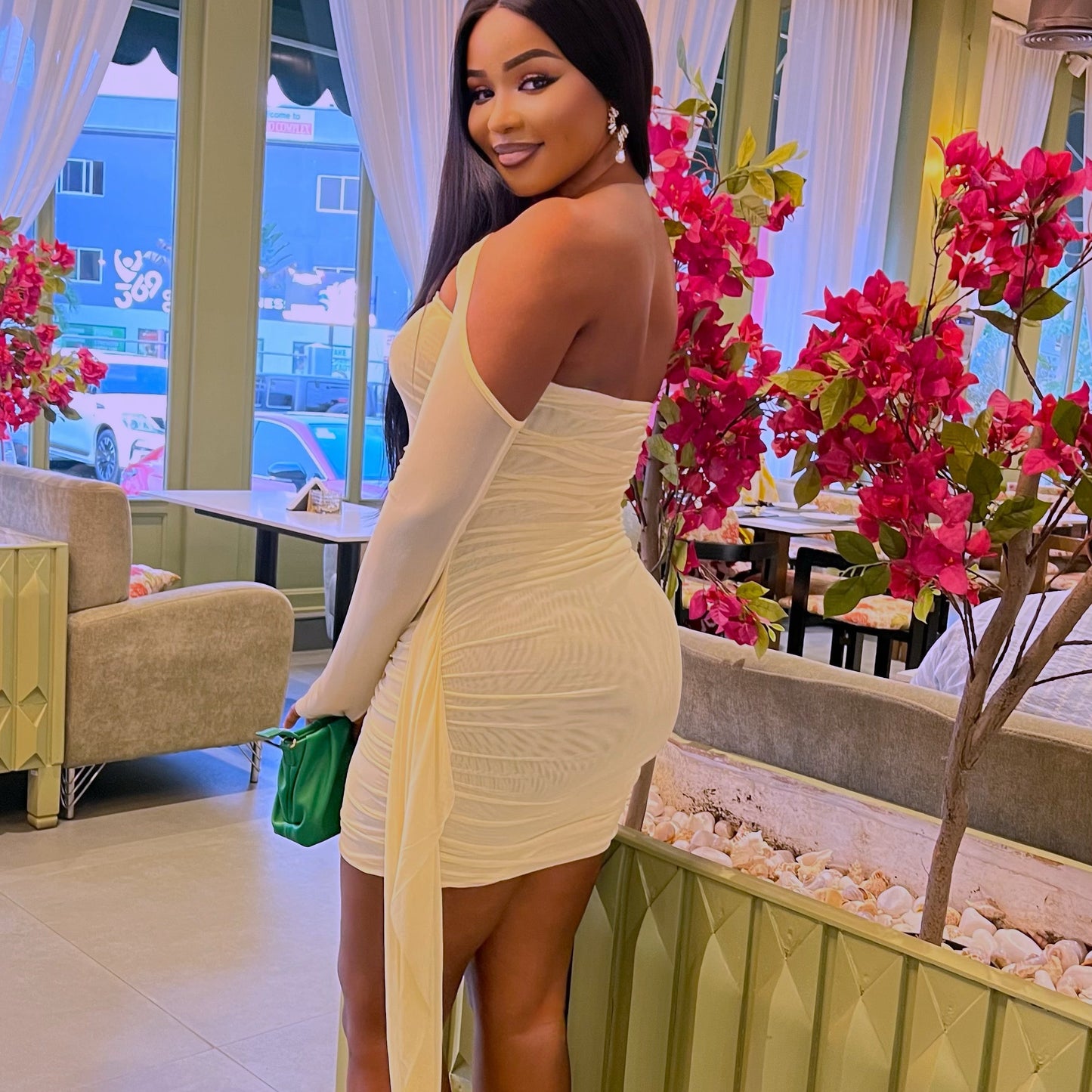 Mesh Strapless Full Sleeve Dress