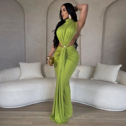 High Split Ruched Maxi Dress